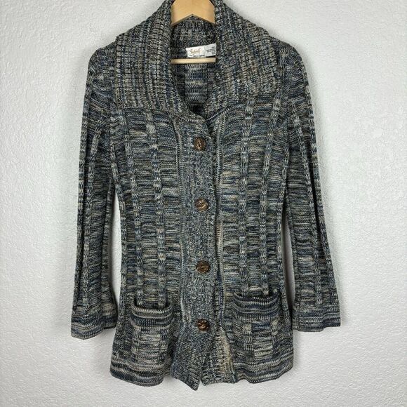Vintage Sakowitz Long Line Sweater Jacket Womens Medium‎ Grandpa Grannycore Boho - Picture 1 of 10
